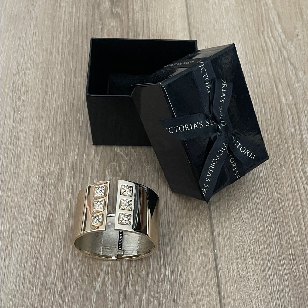 Victoria's Secret Gold Bracelet with Square Crystal Details